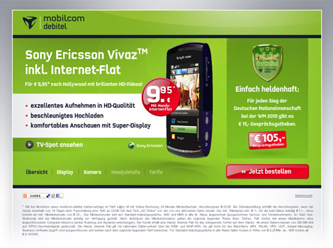 Sony-Ericsson Vivaz™ – Microsite